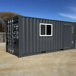 Home 20ft 20’ slate gray shiplap 120v shipping container office mini split